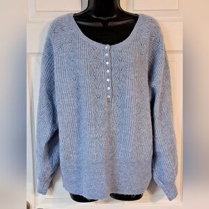 LC Lauren Conrad Baby Blue Henley Sweater